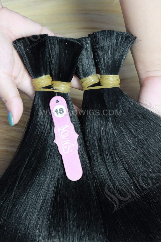 Jet Black Color 1# Bulk Hair 100% Virgin Human Hair 95gram/pack