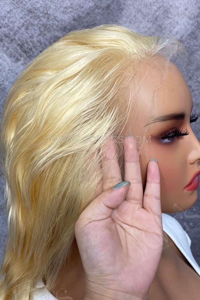 Glueless Blonde 613# Full Frontal HD Lace 13x6 Lace Wigs 100% Virgin Human Hair Wigs