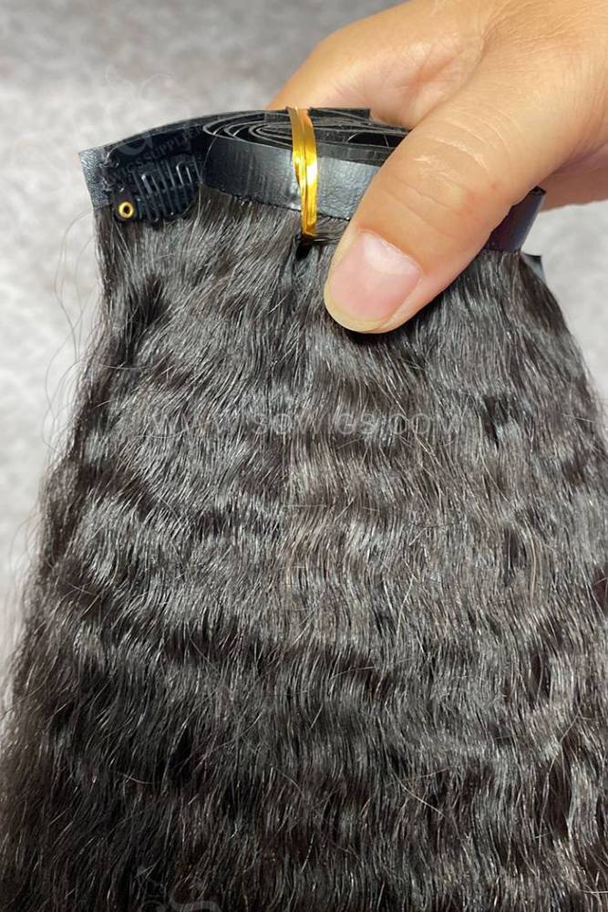 Seamless Clip Extension Kinky Straight 1Pack/7pcs/120gram PU Clip Hair Extension Natural Color