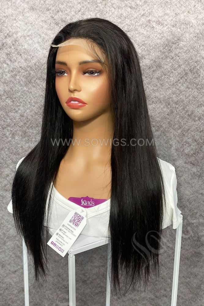 Transparent 4x4 Lace Closure Wig Unprocessed 100% Virgin Human Hair Natural Color