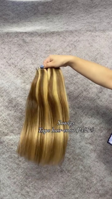 Highlight Color P4/27# Tape hair Extension 20pcs 50gram/pack 100% Human Hair Weaves