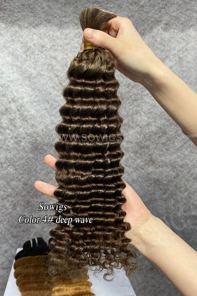 3Pack Bulk braiding Hair Color 4# 100% Virgin Human Hair 95-100g/pack