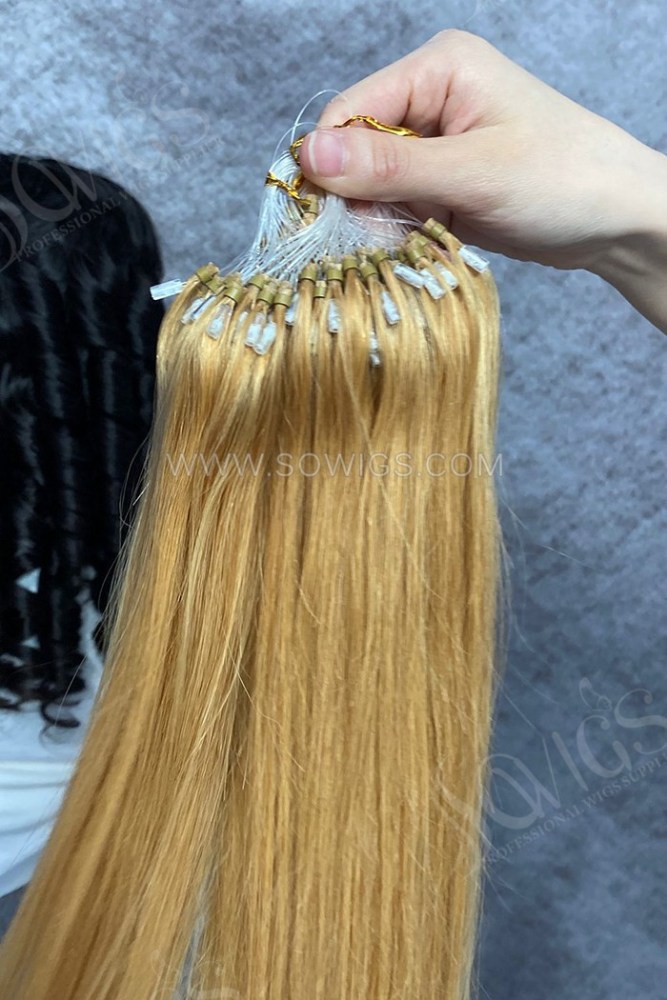 Micro Loop Color 27# 100strands 100g Straight 100% Virgin Human Hair