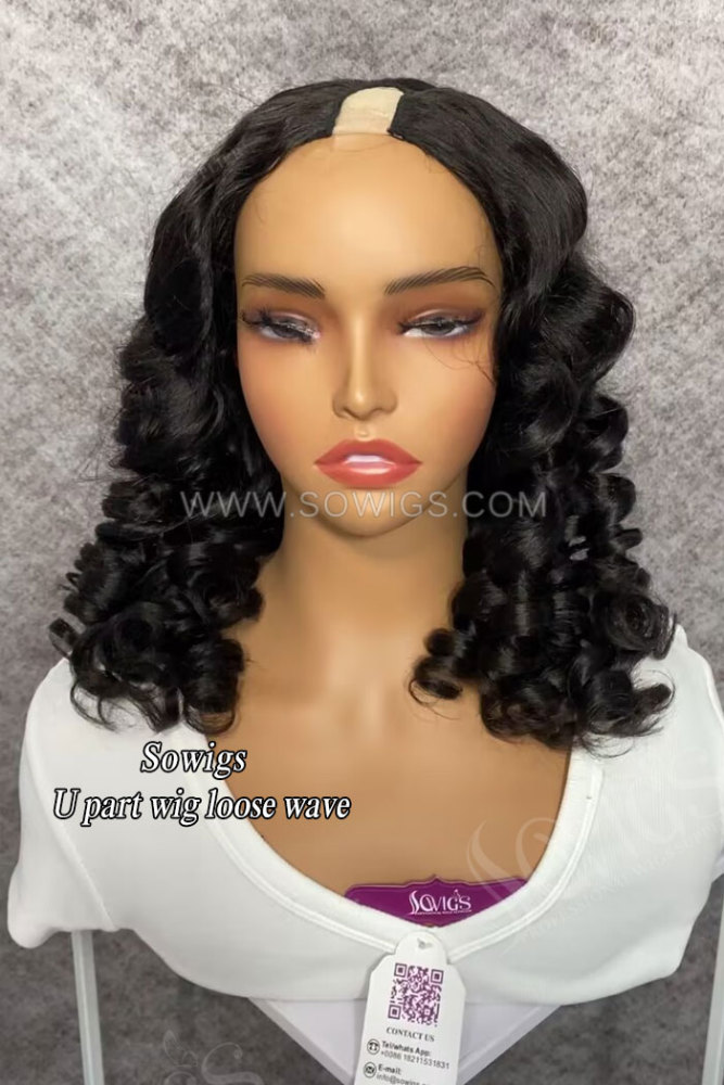 12-40inch U Part Wigs V Part Wigs Loose Wave Virgin Human Hair Natural Color