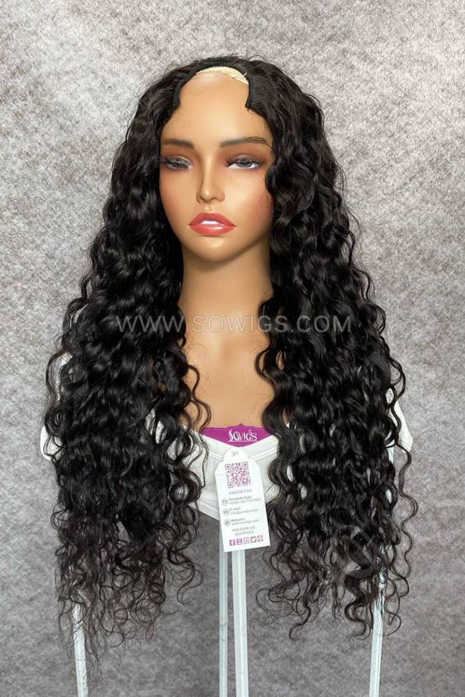 12-40inch U Part Wigs V Part Wigs 150% /200% 300% Density Natural Wave Virgin Human Hair Natural Color
