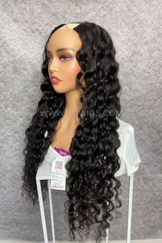 12-40inch U Part Wigs V Part Wigs 150% /200% 300% Density Natural Wave Virgin Human Hair Natural Color