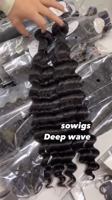 12A Grade Deep Wave Hair Weave 1 or 3 Bundles 100% Virgin Remy Human Hair Extension