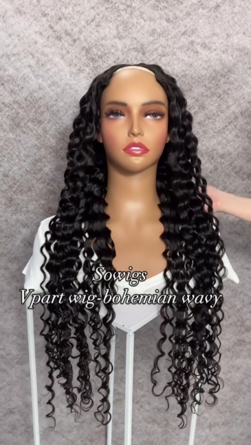 12-40inch U Part Wigs V Part Wigs 150% /200% /300% Density Bohemia Wavy Virgin Human Hair Natural Color