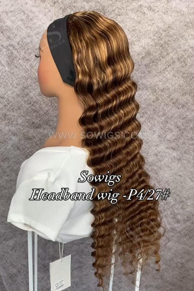 Sowigs Highlight Color Headband Wigs Half Wig 100% Virgin Human Hair Wig