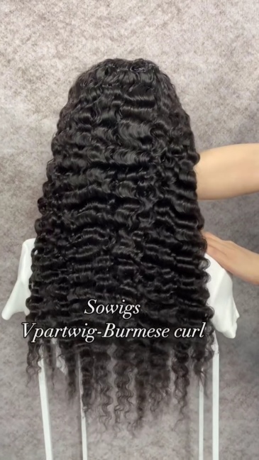 12-40inch U Part Wigs V Part Wigs Burmese Curl Virgin Human Hair Natural Color