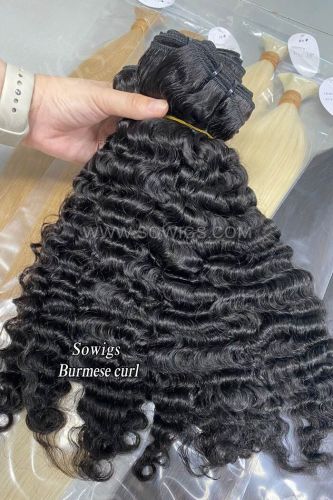 Double Drawn Human Hair Bundles Weave Virgin Hair Extensions Color 1B# Natural Color