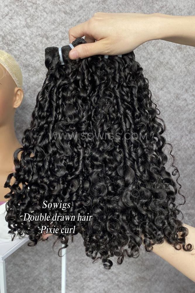 Double Drawn Human Hair Bundles Weave Virgin Hair Extensions Color 1B# Natural Color