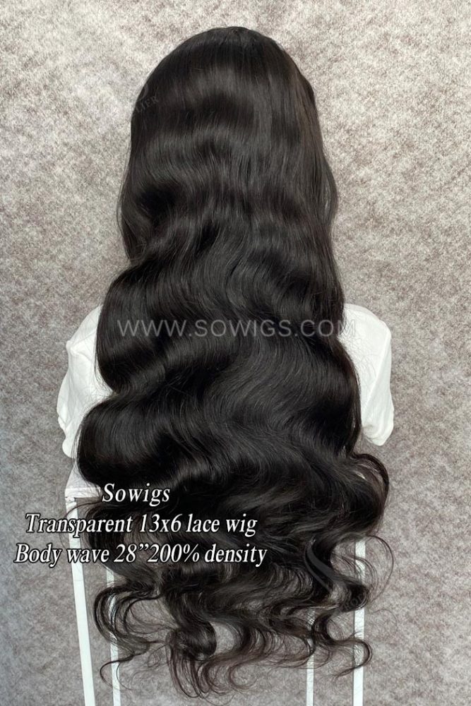 Transparent 13x6 Lace Frontal Wig Unprocessed 100% Virgin Human Hair Natural Color
