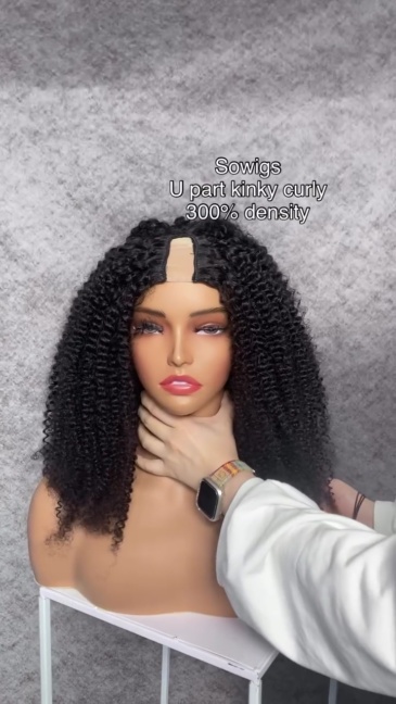 12-40inch Kinky Curly U Part Wigs V Part Wigs Virgin Human Hair Natural Color 150% /200% 300% Density
