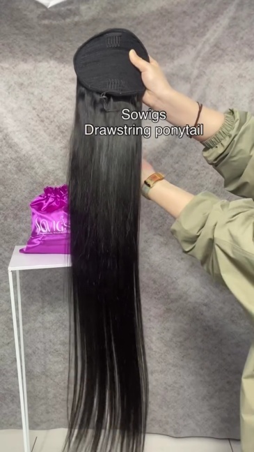 Drawstring Ponytail Hair100% Unprocessed Virgin Human Hair Natural Color