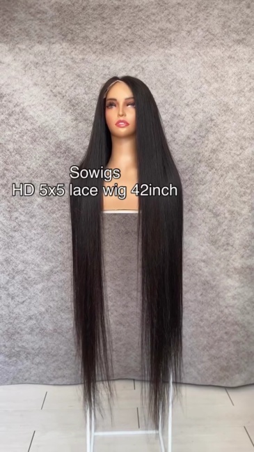 Glueless 5x5 HD Lace Closure Wigs Kinky Straight 100% Unprocessed Human Hair Wigs Natural Color