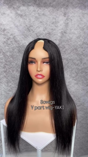 U Part Wigs V Part Wigs Yaki Straight 100% Virgin Human Hair Natural Color