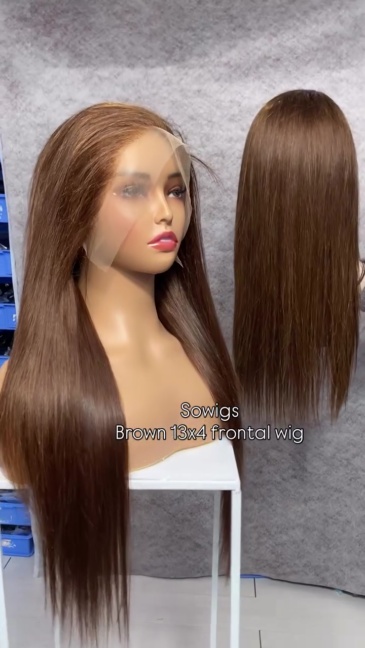 Color 4# Glueless 13x4 HD Lace Frontal Wigs Wear Go Lace Wigs 100% Virgin Human Hair Wigs