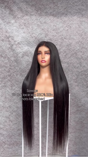 2x6 Lace Closure Wigs Straight Hair Middle Part Transparent Clear Lace 150% / 200% Density Lace Wigs 100% Virgin Human Hair Natural Color