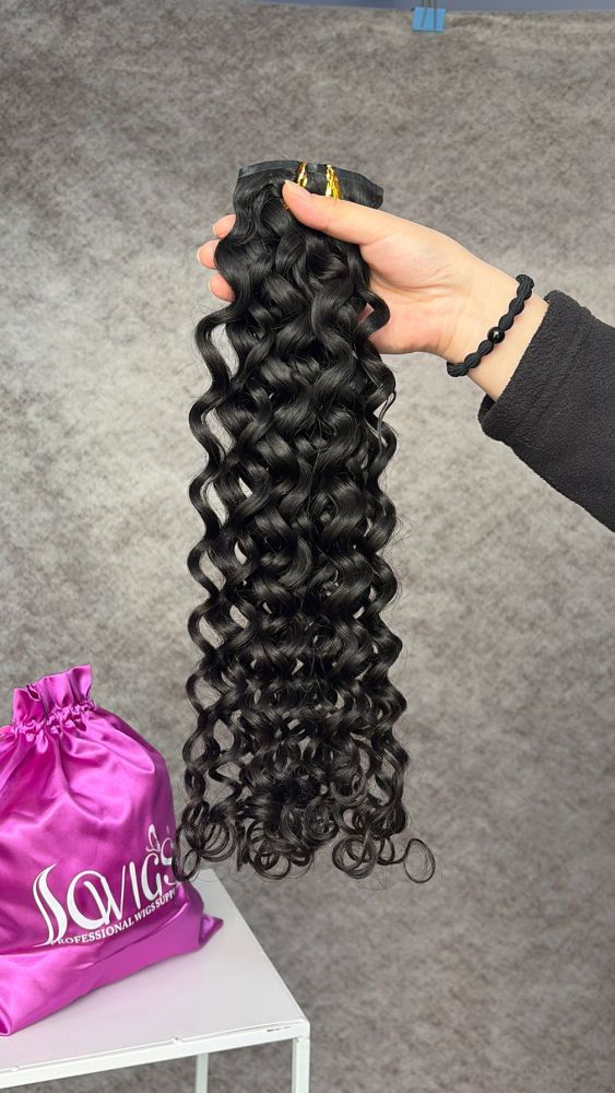 Seamless Clip Extension Italian Curly 1Pack/7pcs/120gram 14inch-30inch Invisible PU Clip Hair Extension Natural Color