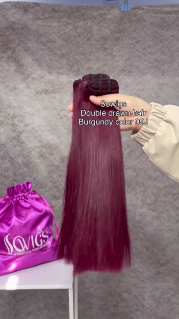 Double Drawn Hair Burgundy Color 99J# Human Hair Bundles Weave Virgin Hair Extensions