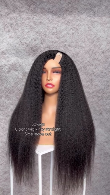 12-40inch U Part Wigs V Part Wigs 150% /200% 300% Density Kinky Straight Virgin Human Hair Natural Color