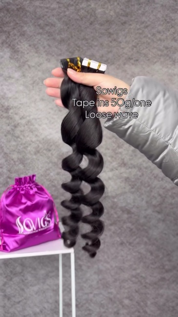 4Pack(80pcs 200gram) Tape ins Extension Loose Wave Virgin Human Hair Natural Color