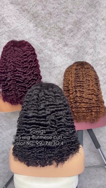 SDD Super Double Drawn Burmese Curl 5x5 Transparent Lace Closure Wig 100% Human Hair Wig