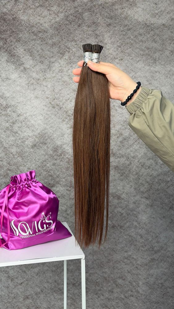 Brown Color 4# I Tip Hair Extension 100 strands/100g/Pack Straight Human Hair