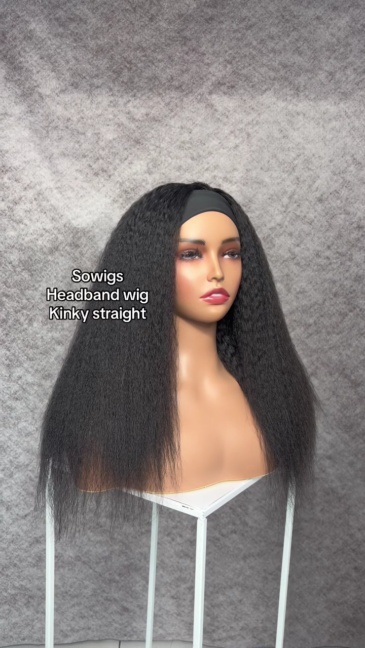 Headband Wigs Half Wigs Kinky Straight 100% Virgin Human Hair Wig Natural Color