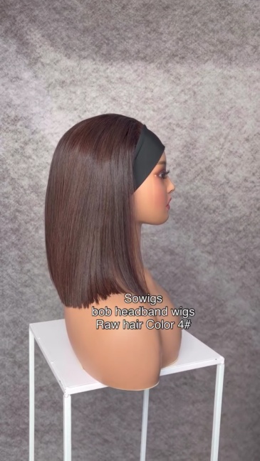 Raw Bob Wigs Headband Bob Wigs 100% RAW Human Hair Wig Highlights Color