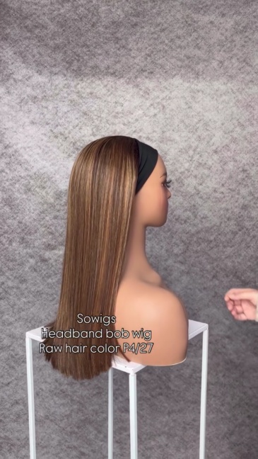Raw Bob Wigs Headband Bob Wigs 100% RAW Human Hair Wig Highlights Color