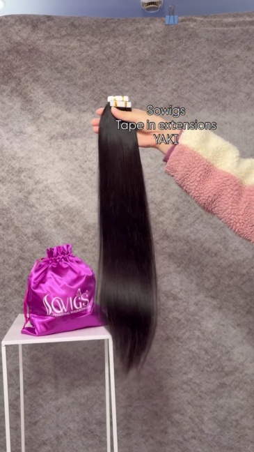 Tape ins Extension YAKI Straight Virgin Human Hair Natural Color