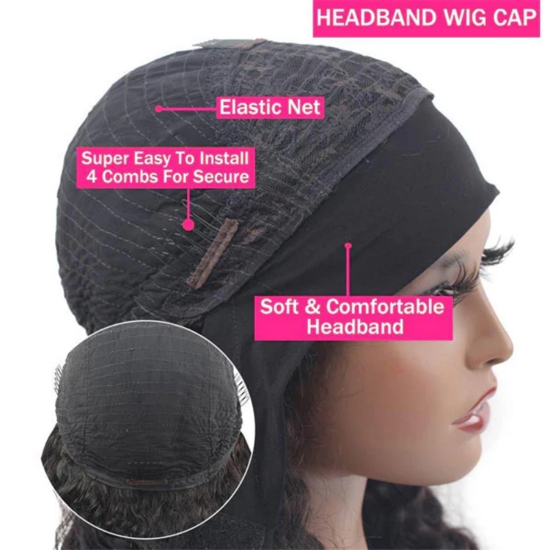 Water Wave Headband Wigs Half Wigs Virgin Human Hair Wig