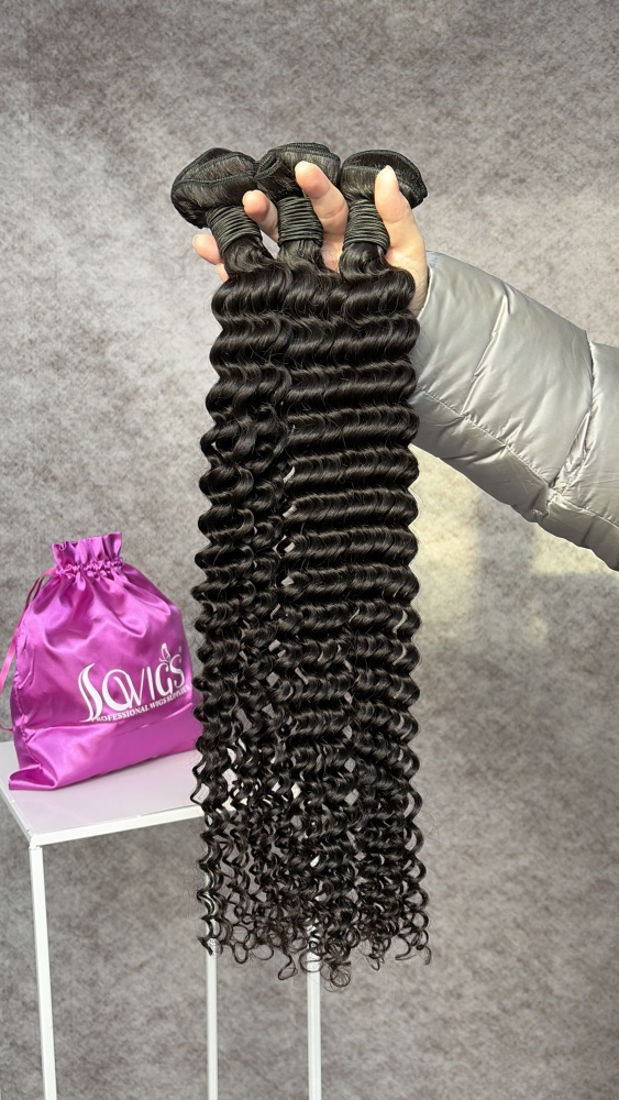 12A Grade Deep Curly Hair Weave 1/3 Bundles Virgin Remy Human Hair Extension