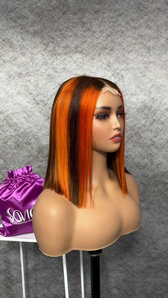 Glueless Raw Bob 2x6 Transparent Lace Wigs 250% density Bone Straight 100% Unprocessed Virgin Human Hair