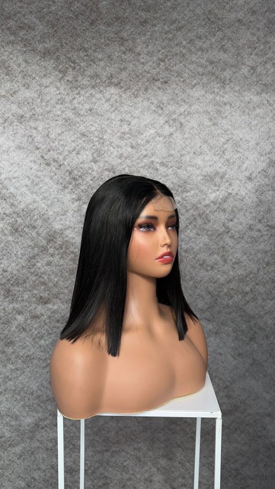 Glueless Raw Bob 2x6 Transparent Lace Wigs 250% density Bone Straight 100% Unprocessed Virgin Human Hair