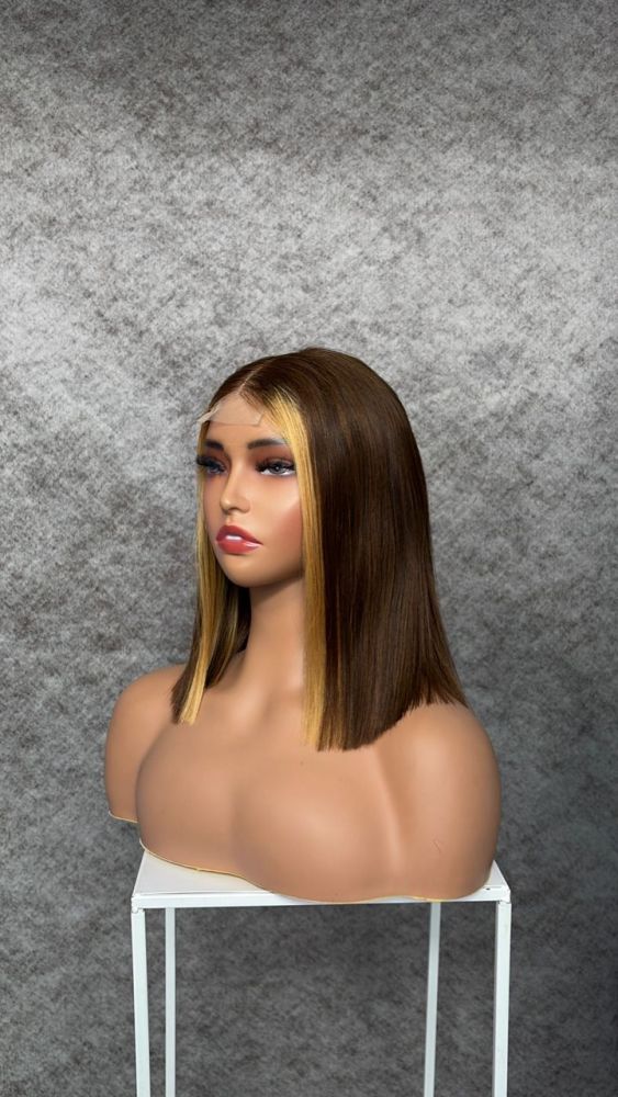 Stripe Color 27# # SDD Bob Wigs 2x6 Transparent Lace Wigs 250% Density 100% Unprocessed Virgin Human Hair