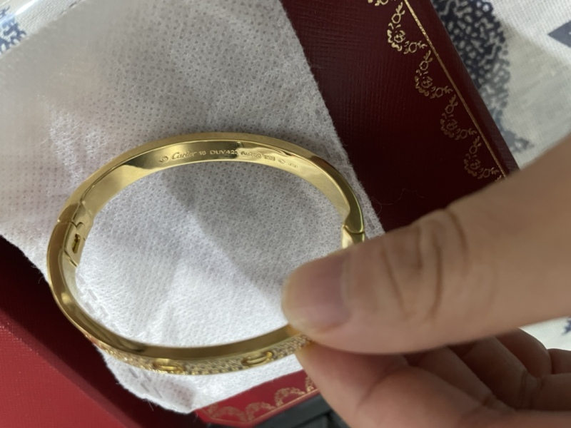 Cartier Yellow Gold Plain Love Bracelet Size 16 - Physical Pictures Taken At The Inspection Site