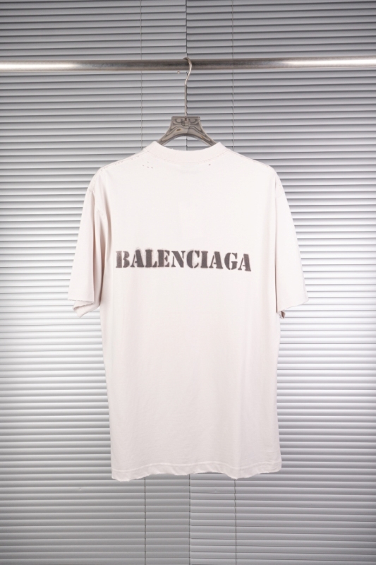 Balenciaga White Blur Print Short Sleeve Tee
