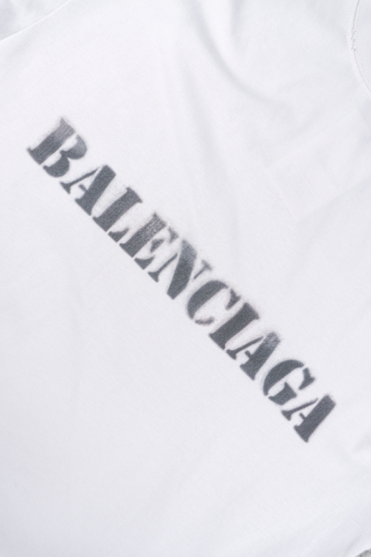 Balenciaga White Blur Print Short Sleeve Tee