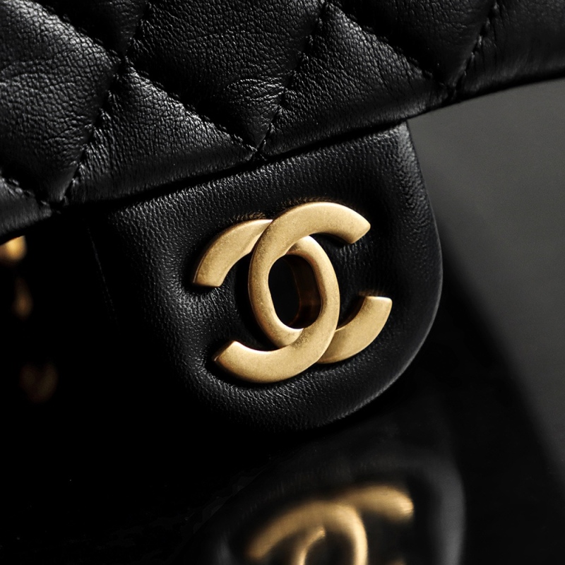 Chanel CF Mini 17 &amp; 20 Rectangular Flap with Pearl Crush Black BCA009
