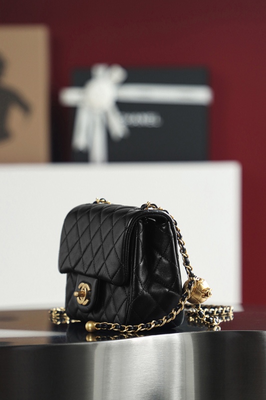 Chanel CF Mini 17 &amp; 20 Rectangular Flap with Pearl Crush Black BCA009