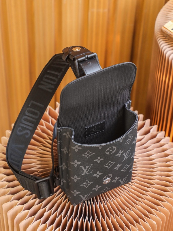 New Louis Vuitton 𝐒𝐀𝐔𝐌𝐔𝐑 Shoulder Bags - LV M45912 Sling Monogram Eclipse Canvas BLA078