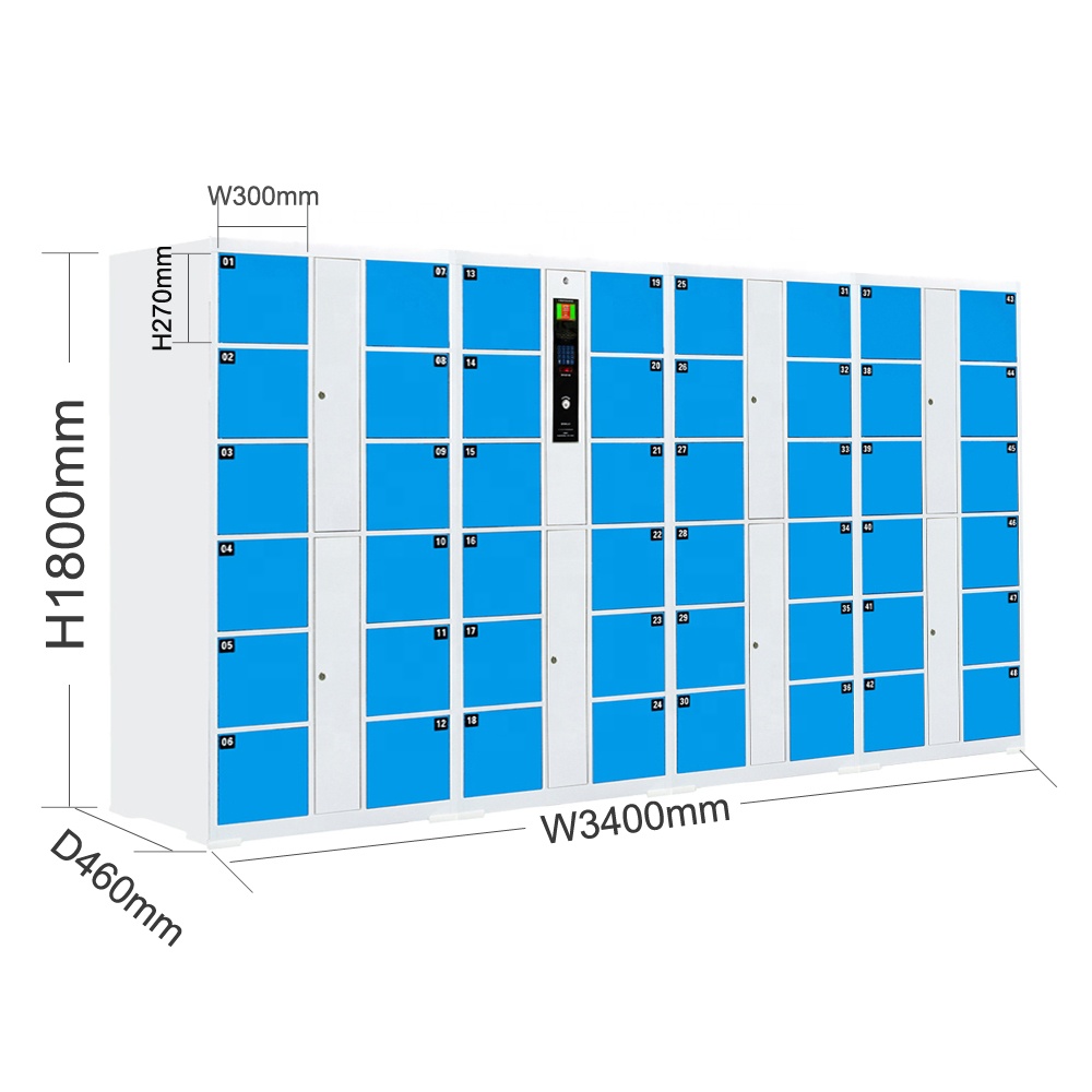 High quality gym lockers barcode smart metal parcel lockers with credit card for public places supermarket