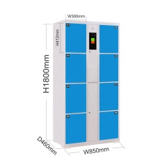 Best Selling Sky Blue 8 Door Face Recognition Supermarket Library Gym Electronic Locker