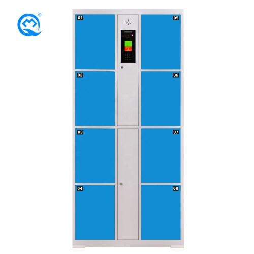 Best Selling Sky Blue 8 Door Face Recognition Supermarket Library Gym Electronic Locker