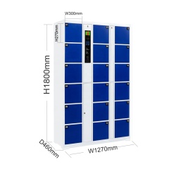 High Quality smart locker cabinet 18 Door Blue Fingerprint Identification Metal Wardrobe Lockers School Dormitory Office Wardrobe