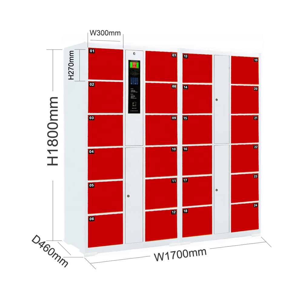 Smart Metal 24 Door Fingerprint Identification Supermarket/Hotel Electronic Locker Supermarket lockers