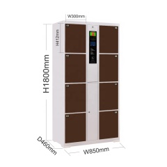 Efficient Environmental Protection Package Locker Brown 8 Door Fingerprint Identification Villa / Bar Metal Locker